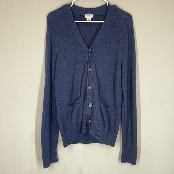 Club Monaco Cardigan Men's Size M Button Front Pockets Cotton Cashmere Blue - Picture 1 of 10